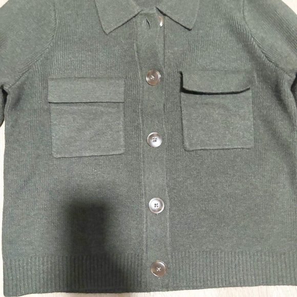 Loft Olive Green Button-Up Cardigan - Picture 2 of 10